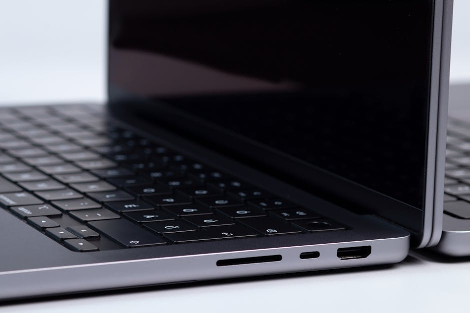 macbook pro keyboard ports closeup